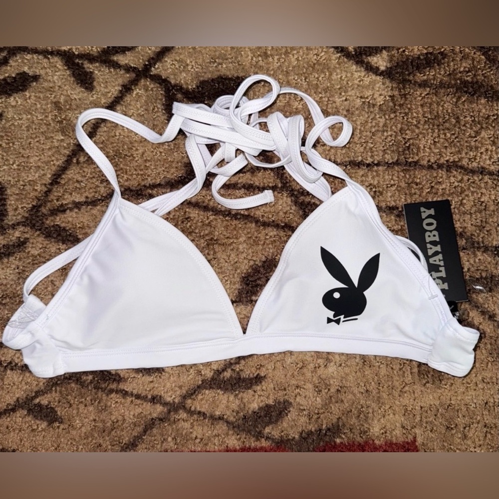 PLAYBOY Triangle Bikini Top- White NWT
